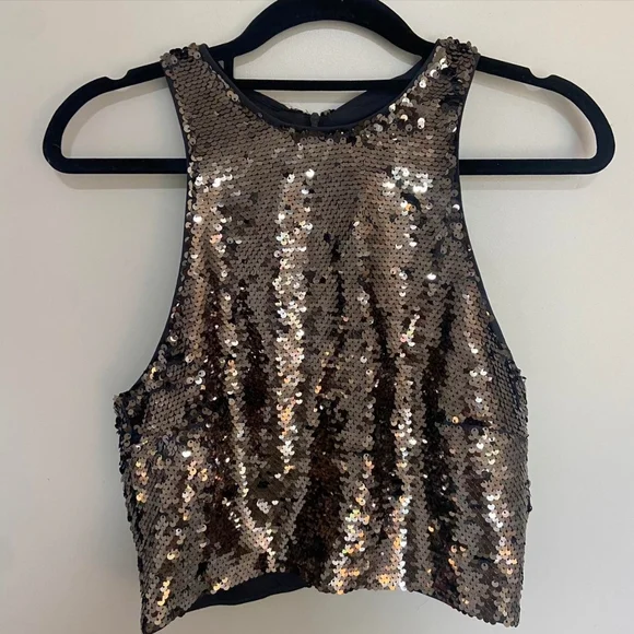 H&M Tops Hm Sequin Crop Top Poshmark
